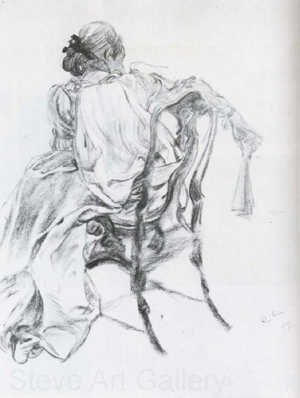 Carl Larsson Rococo Model Charcoal Norge oil painting art